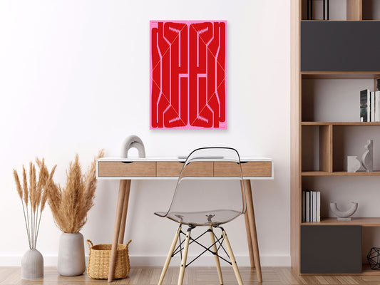 Deep Corners – Bold Red Typography Poster on Pink | Contemporary Graphic Wall Art Print