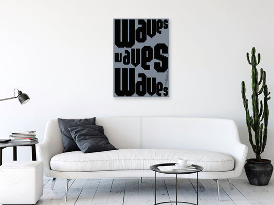 Square Waves – Geometric Black & Grey Typography Wall Art Print