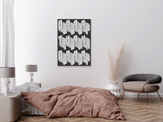 Deep Turn – Black & White 3D Typography Wall Art Print