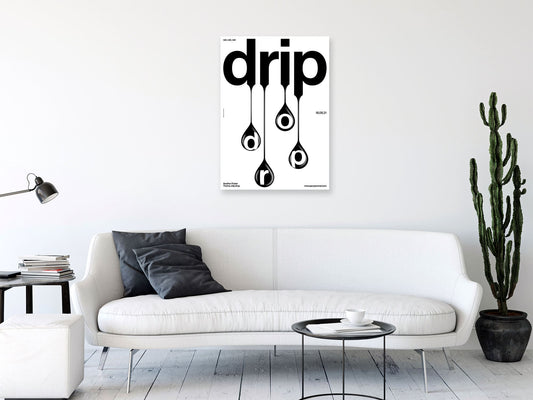 Drip Drop (Black & White) – Minimalist Abstract Typography Poster | Modern Wall Art Print