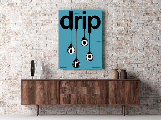 Drip Drop (Teal) – Abstract Typography Poster | Modern Graphic Wall Art