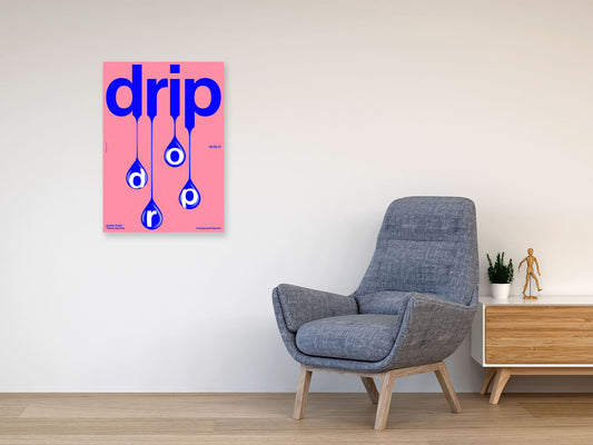 Drip Drop (Pink) – Abstract Typography Poster | Modern Graphic Wall Art