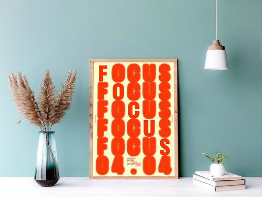 Focus Poster (Yellow) – Bold Modern Typography Wall Art Print