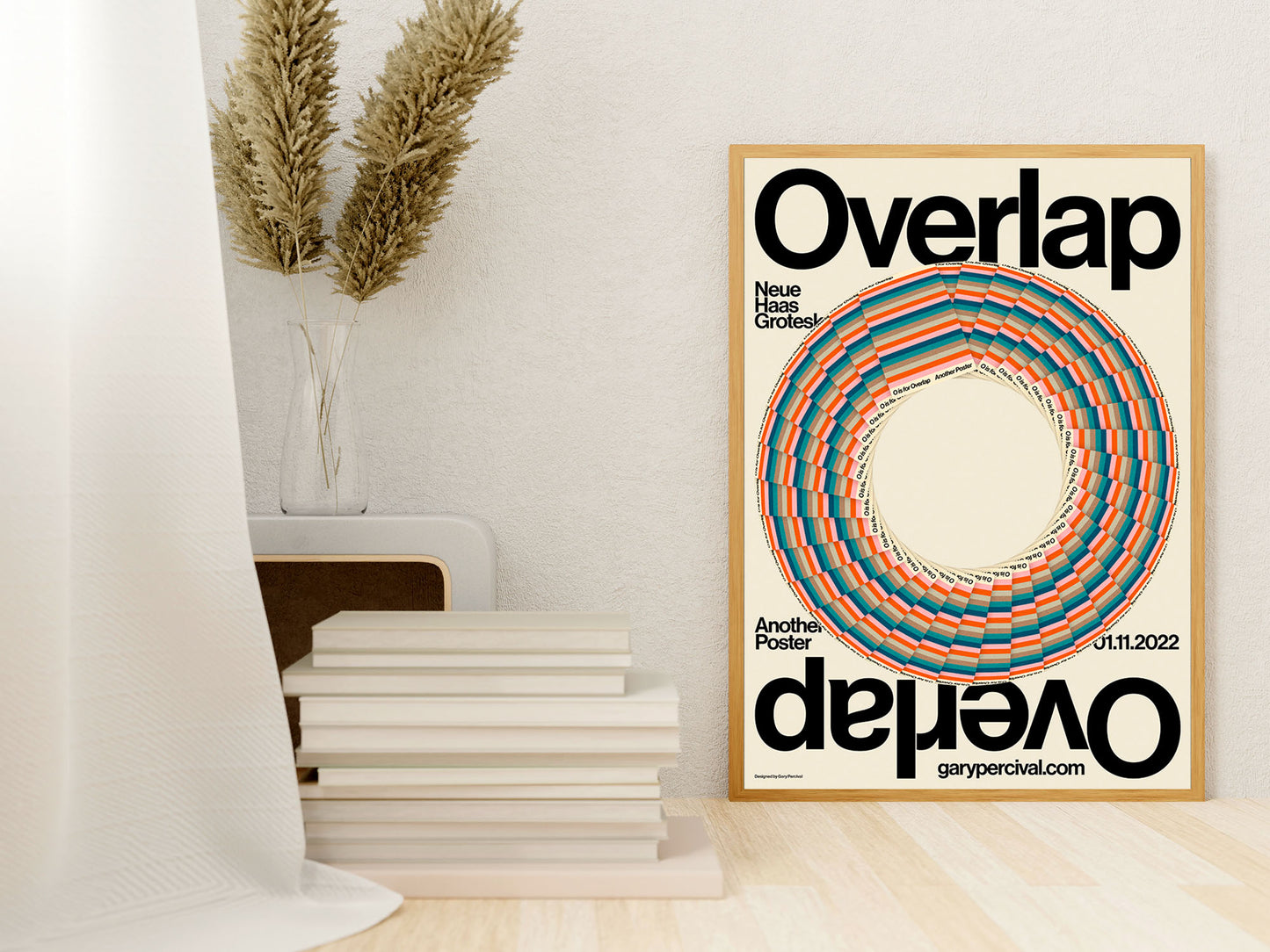 Overlap (Cream) – Geometric Typography Poster | Modern Graphic Wall Art Print