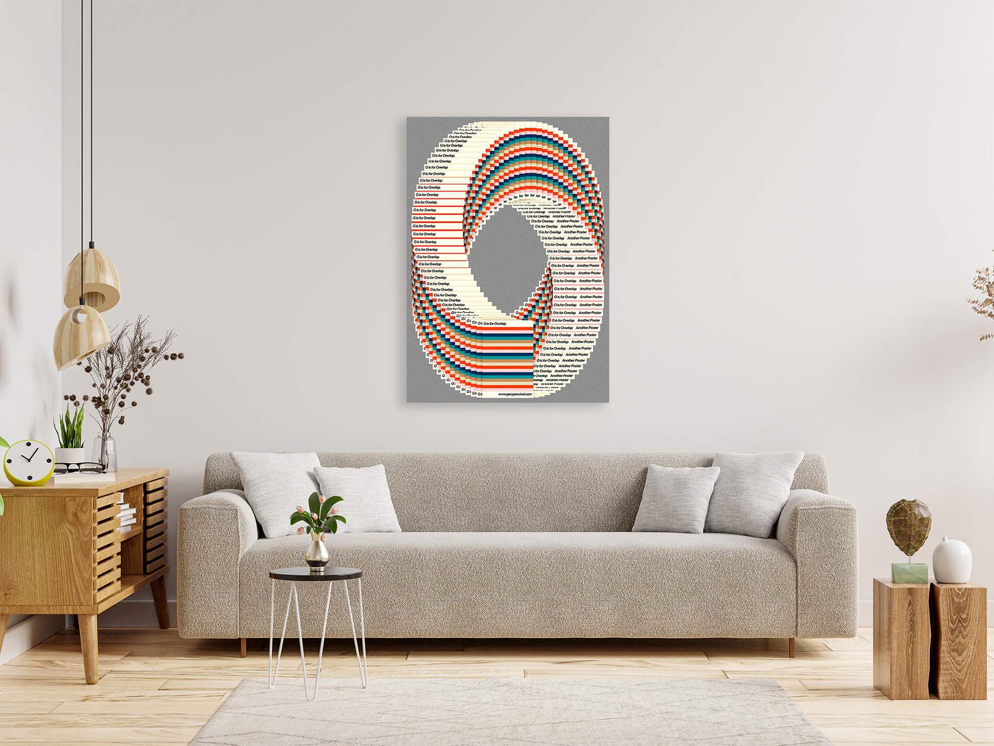 Overlap (Grey) – Modern Geometric Typography Poster | Abstract Wall Art Print