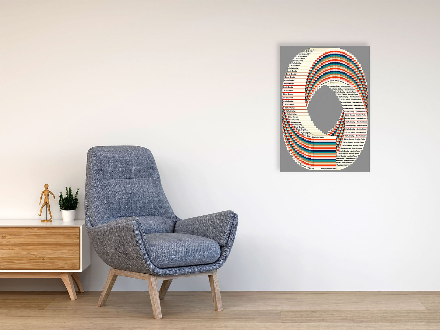 Overlap (Grey) – Modern Geometric Typography Poster | Abstract Wall Art Print