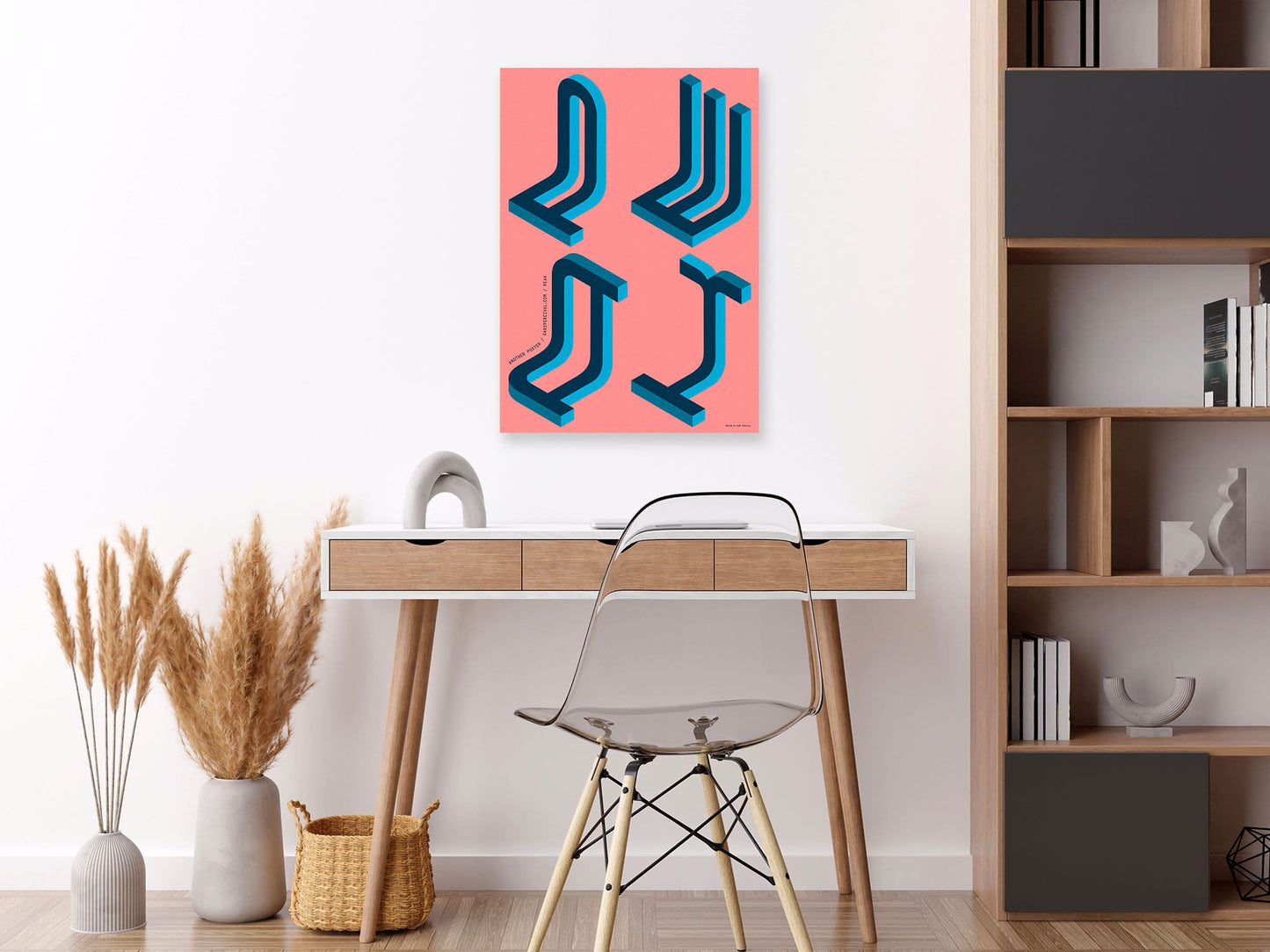 Peak (Pink) – Bold 3D Typography Geometric Wall Art Print