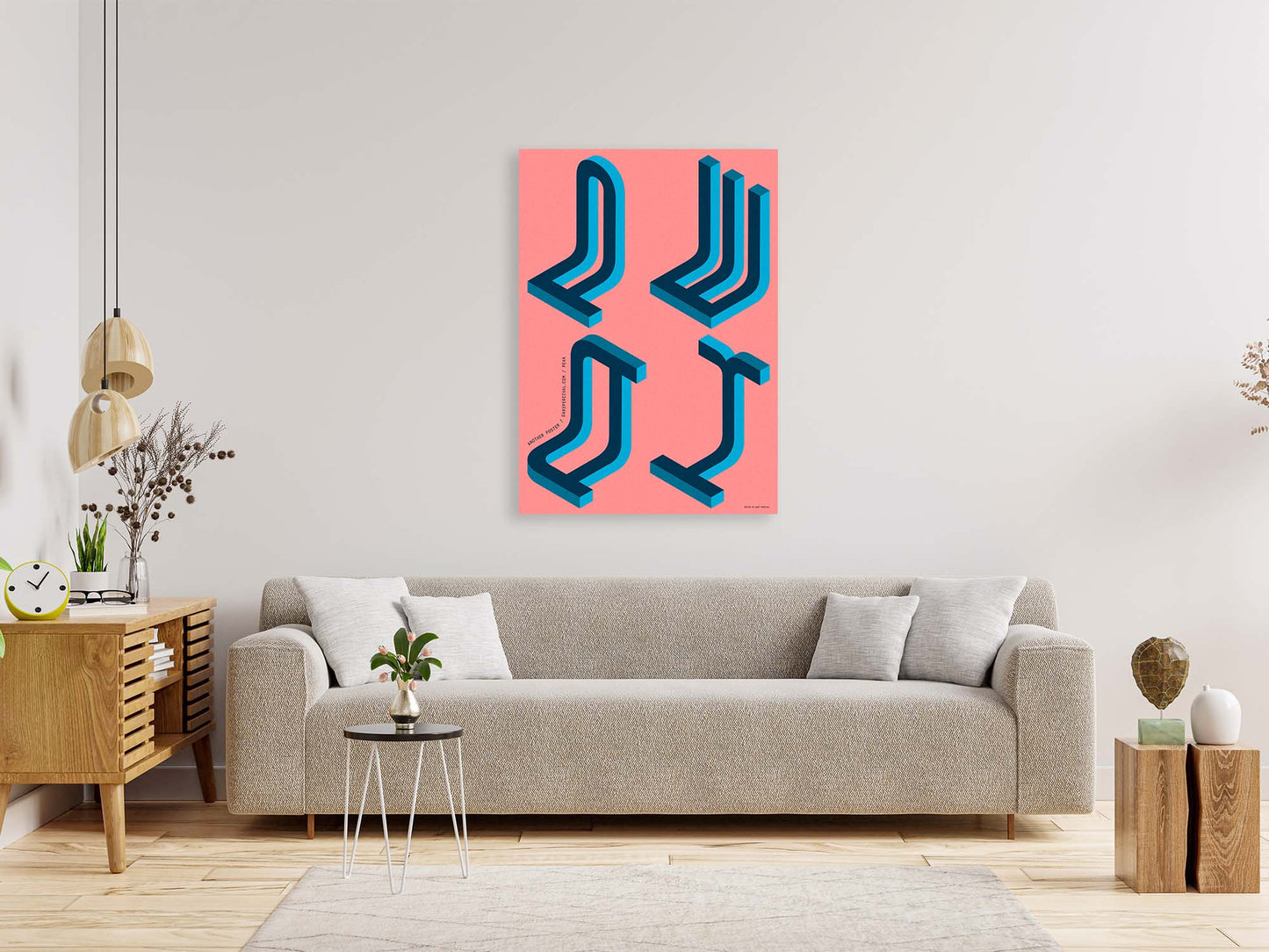 Peak (Pink) – Bold 3D Typography Geometric Wall Art Print