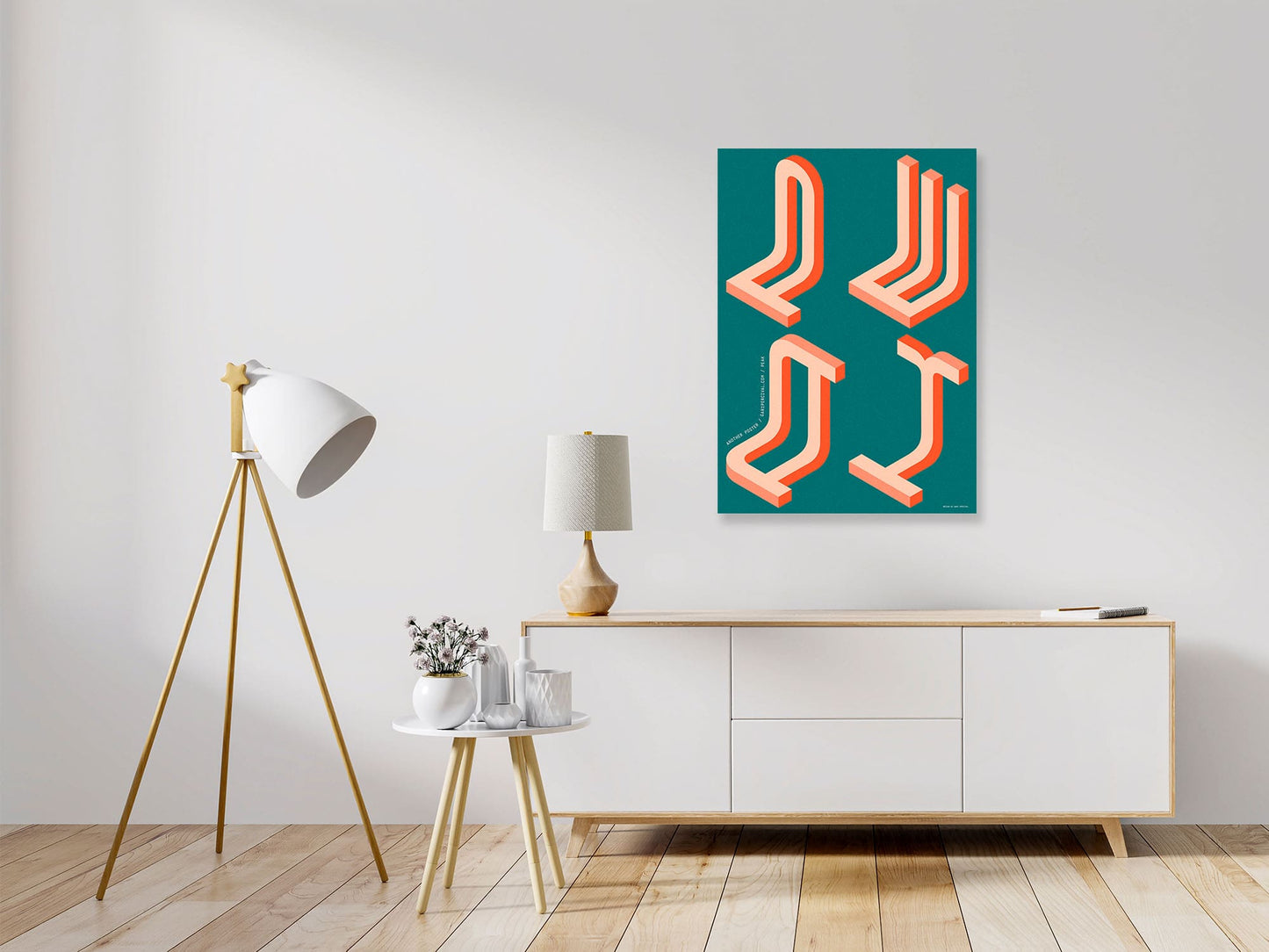 Peak (Teal) – Modern Geometric Typography Wall Art Print