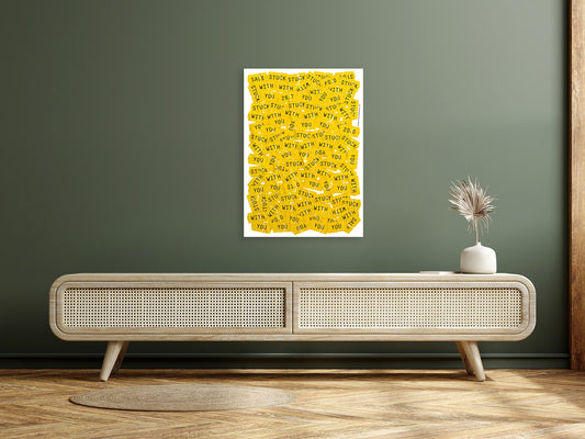 Stuck With You – Bold Yellow Price Ticket Typography Poster