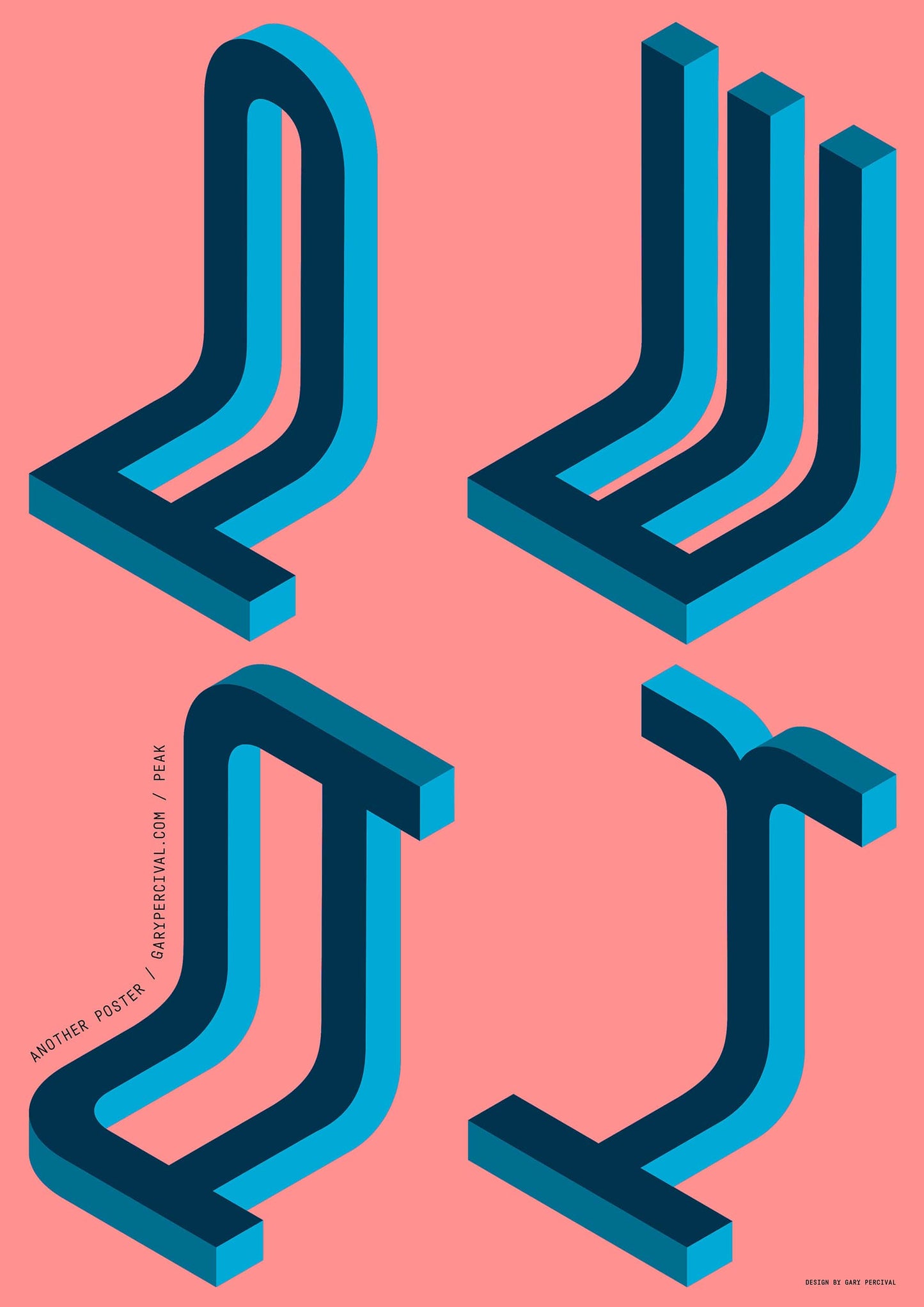 Peak (Pink) – Bold 3D Typography Geometric Wall Art Print