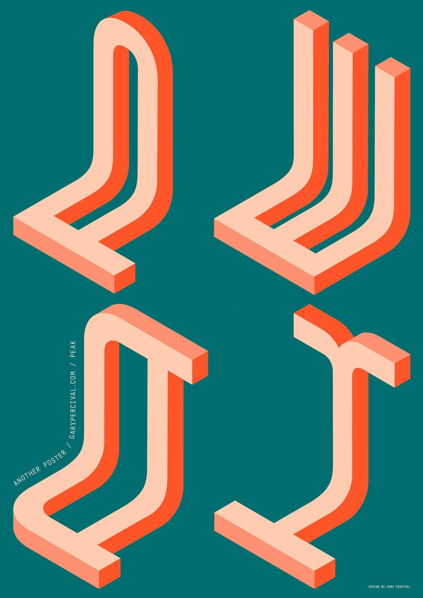 Peak (Teal) – Modern Geometric Typography Wall Art Print