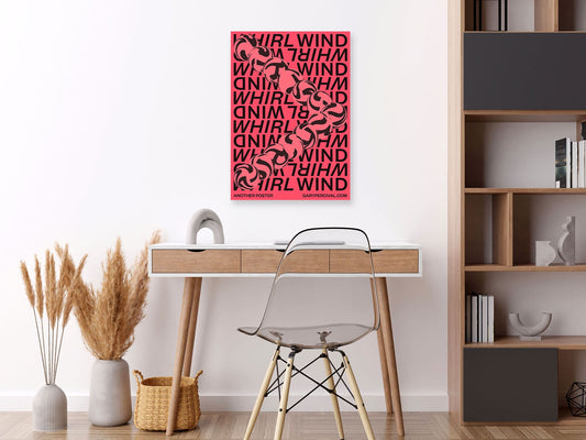 Whirlwind Poster – Bold Red Abstract Typography Wall Art Print