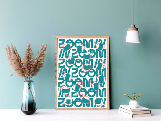 Zoom In (Pink) – Playful Typography Wall Art Print