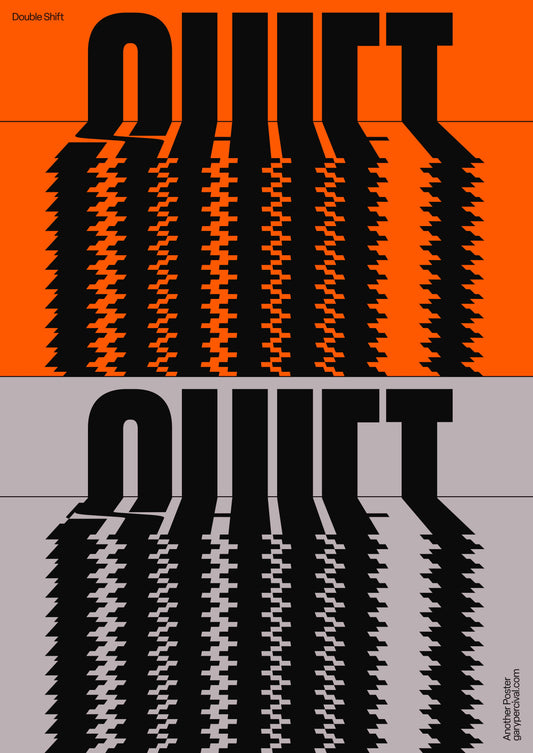 Double Shift – Modern Orange and Black Typography Wall Art Print