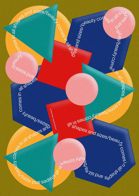 All Shapes and Sizes – Colourful Geometric Typography Art Print