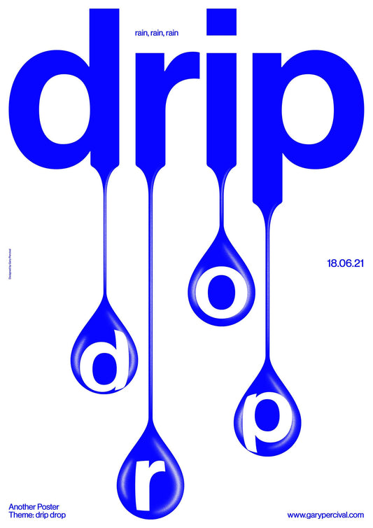 Drip Drop (Blue) – Contemporary Abstract Typography Poster | Modern Wall Art Print