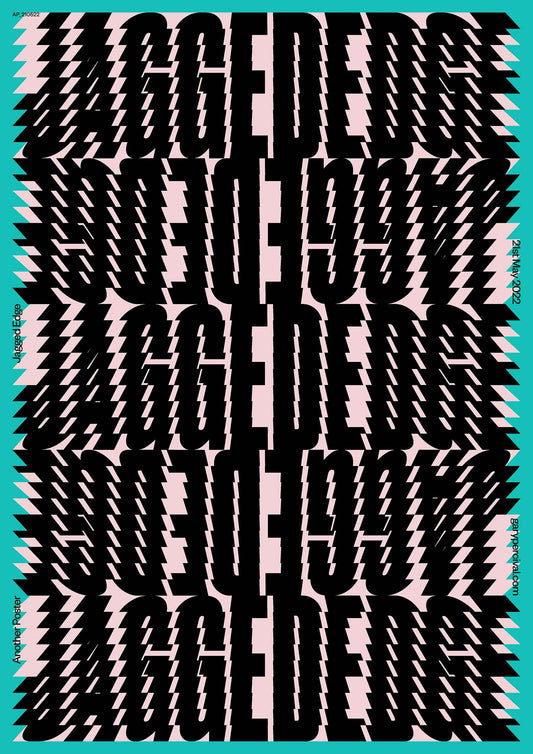 Jagged Edge Poster – Black and Teal Abstract Typography Wall Art Print